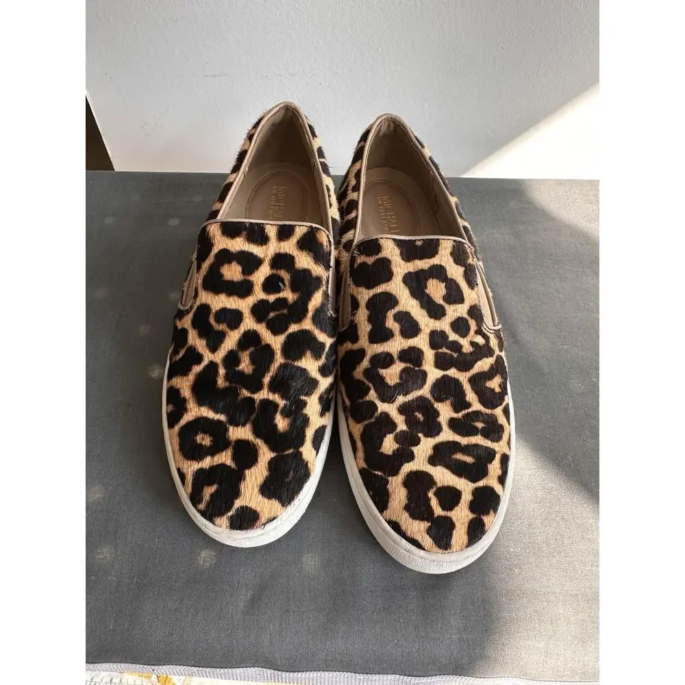 Michael Kors Size 7.5 Slip On Leather Upper Calf Hair Leopard Print Shoes